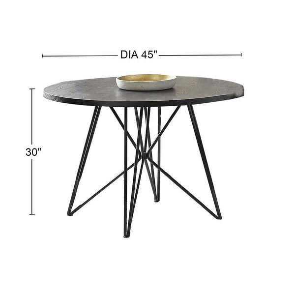 45-inch Round Wood Dining Table with Metal Legs in Black and Gunmetal