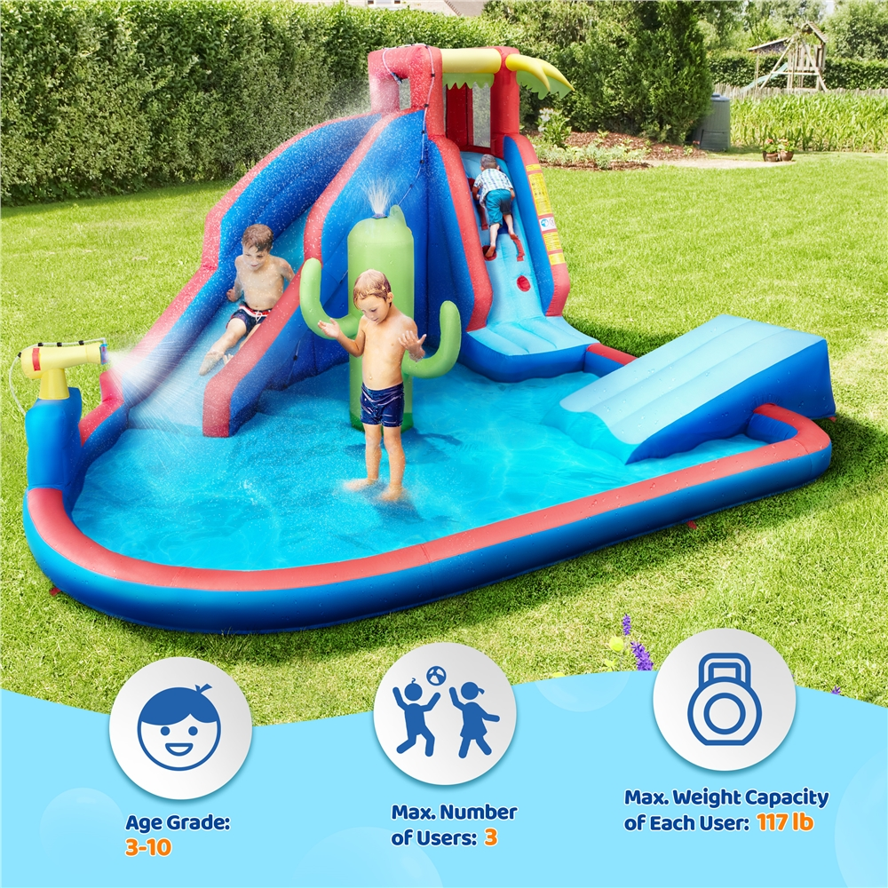 Topeakmart 15.2′ L x 13.4′ W x 7.5′ H Inflatable Water Slide with Storage Bag & 520 W ETL-Certified Blower for Kids