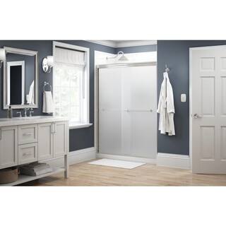 Delta Everly 60 in. x 70 in. Semi-Frameless Traditional Sliding Shower Door in Nickel with Frosted Glass SD3226933