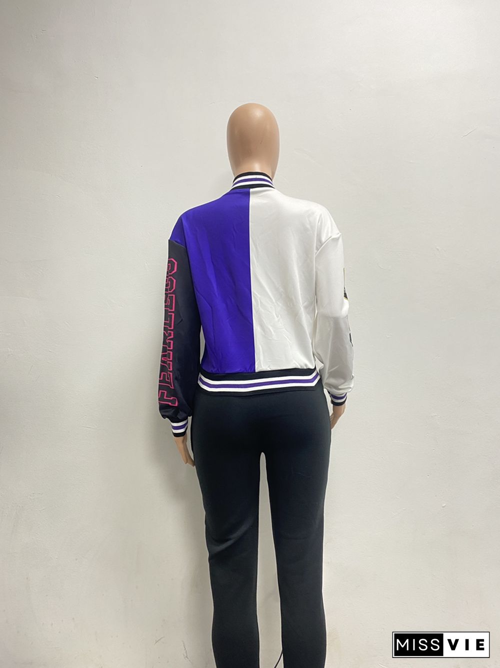 Patchwork Thread Baseball Jersey Bomber Jacket