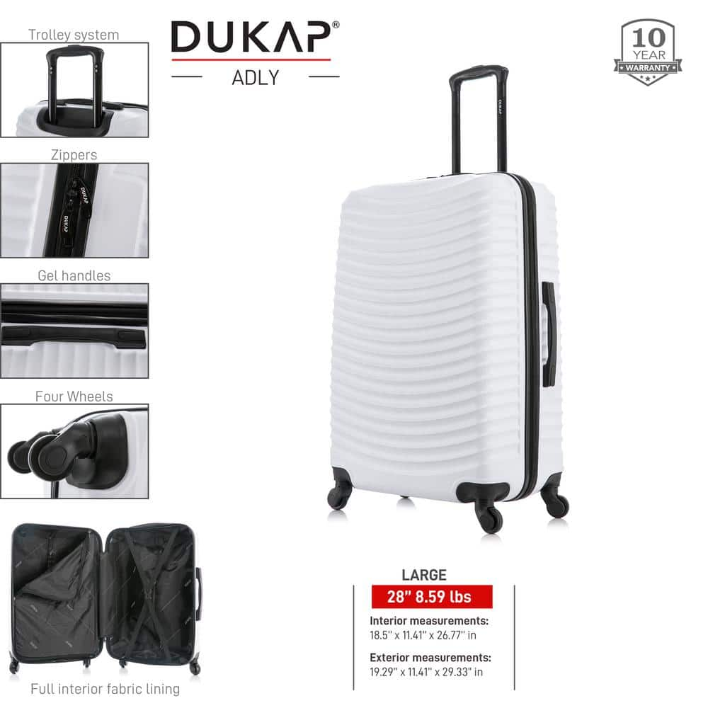 DUKAP 28 in. White Adly Lightweight Hardside Spinner DKADL00L-WHI