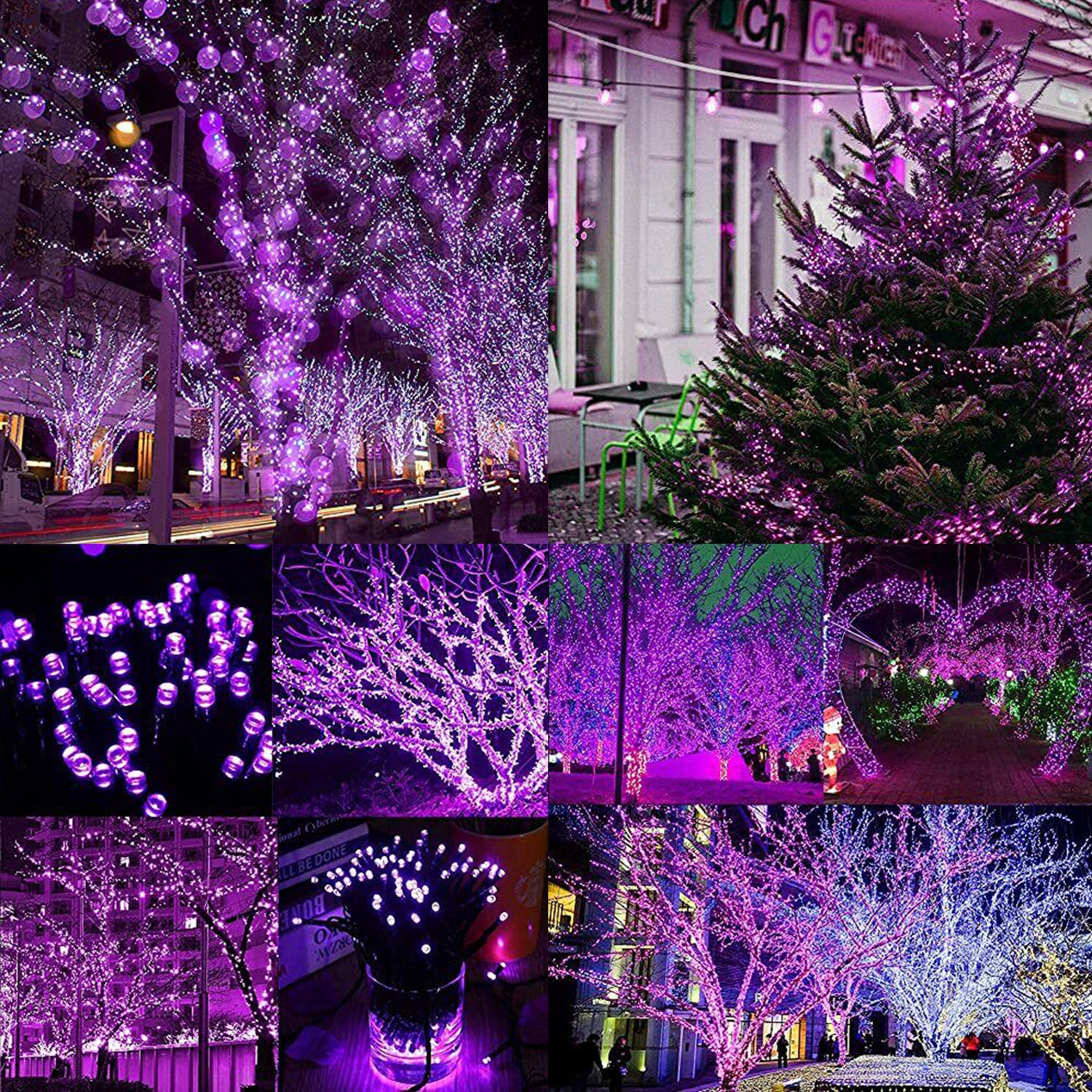 Purple Halloween Lights 100ft 300 LED Outdoor String Lights with 8 Lighting Modes Plug Party Decor