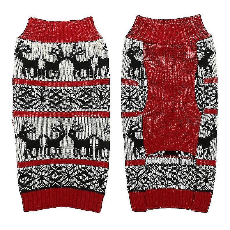 Dog Reindeer Holiday Pet Clothes Sweater For Dogs Puppy Kitten Cats， Classic Red， Autumn Winter Warm