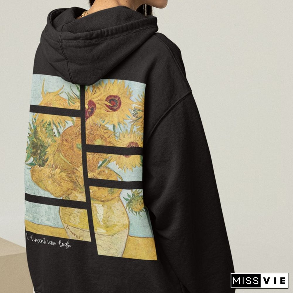 Sunflowers Hoodie Vincent Van Gogh Art Retro Vintage Hoodie