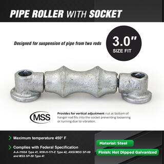 The Plumber's Choice 3 in. Galvanized Steel Hot Dipped Double Rod Pipe Roller with Sockets (5-Pack) IE03-ISTB-5