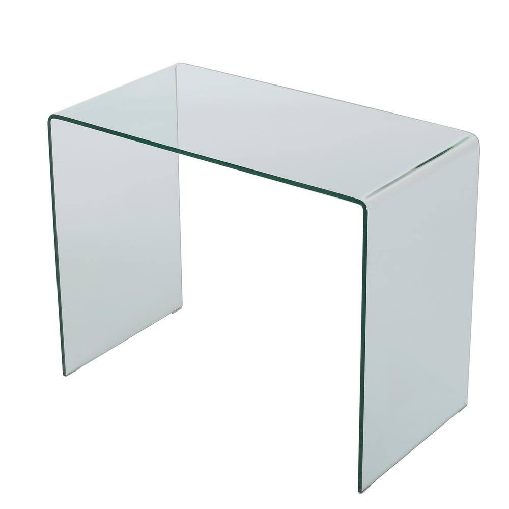 Noble House Caradoc 37.4 in. Rectangular Clear Glass Writing Desk 7629