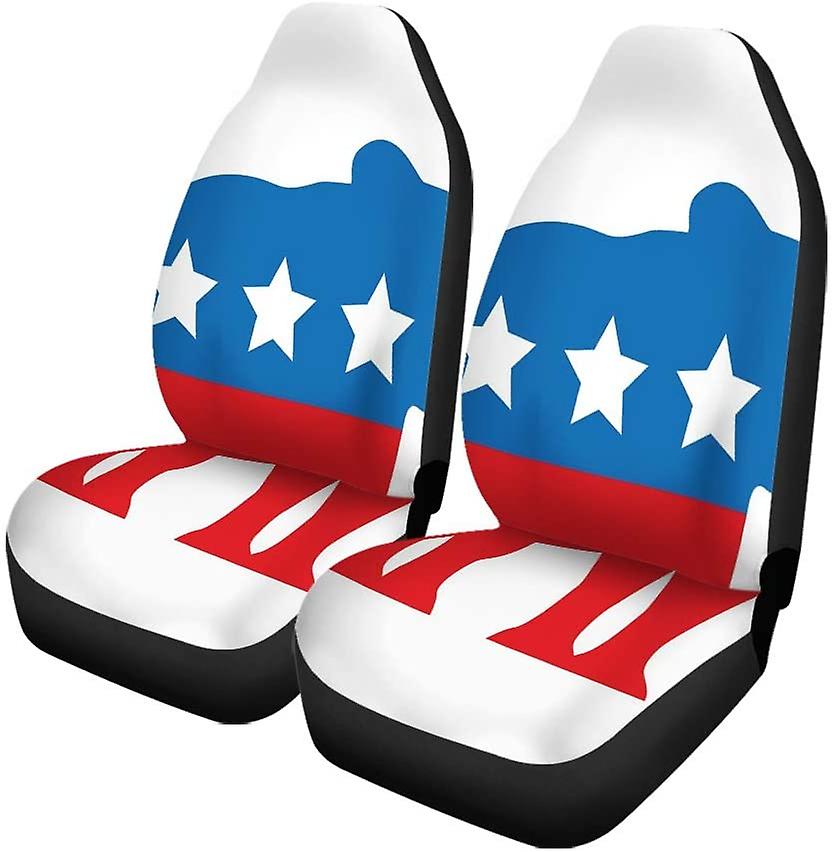 Set Of 2 Car Seat Covers Elephant American Flag Universal Auto Front Seats Protector Fits For Car，suv Sedan，truck