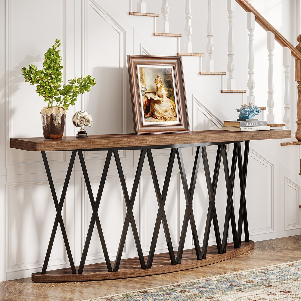 70.9'' Extra Long Sofa Console Table with Half moon Base for Entryway Hallway Living Room