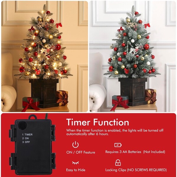 2 pcs 3 FT Christmas Tree，PreLit Christmas Tree with 78 BatteryOperated Warm White Lights