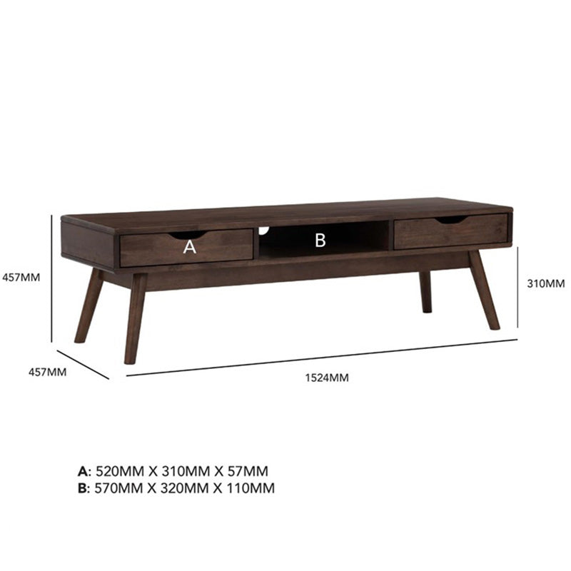 LAMAR Entertainment TV Unit with 2 Drawers 150cm - Walnut