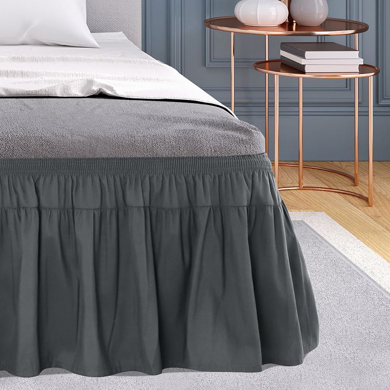 Polyester Brushed Bed Skirt with Elastic Dust Ruffles 16 Drop Queen 60 x 80