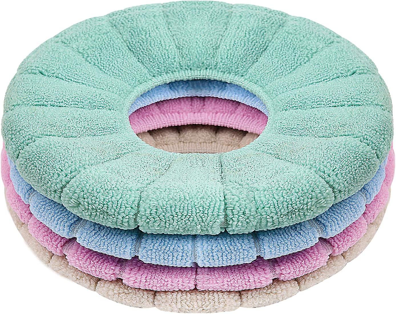 Grey， Green， Pink， Blue 4pcs Soft Toilet Seat Cover Cushions For Bathroom， Thicker Warmer Washable， Expandable， Easy Installation Cushion Cover Covers