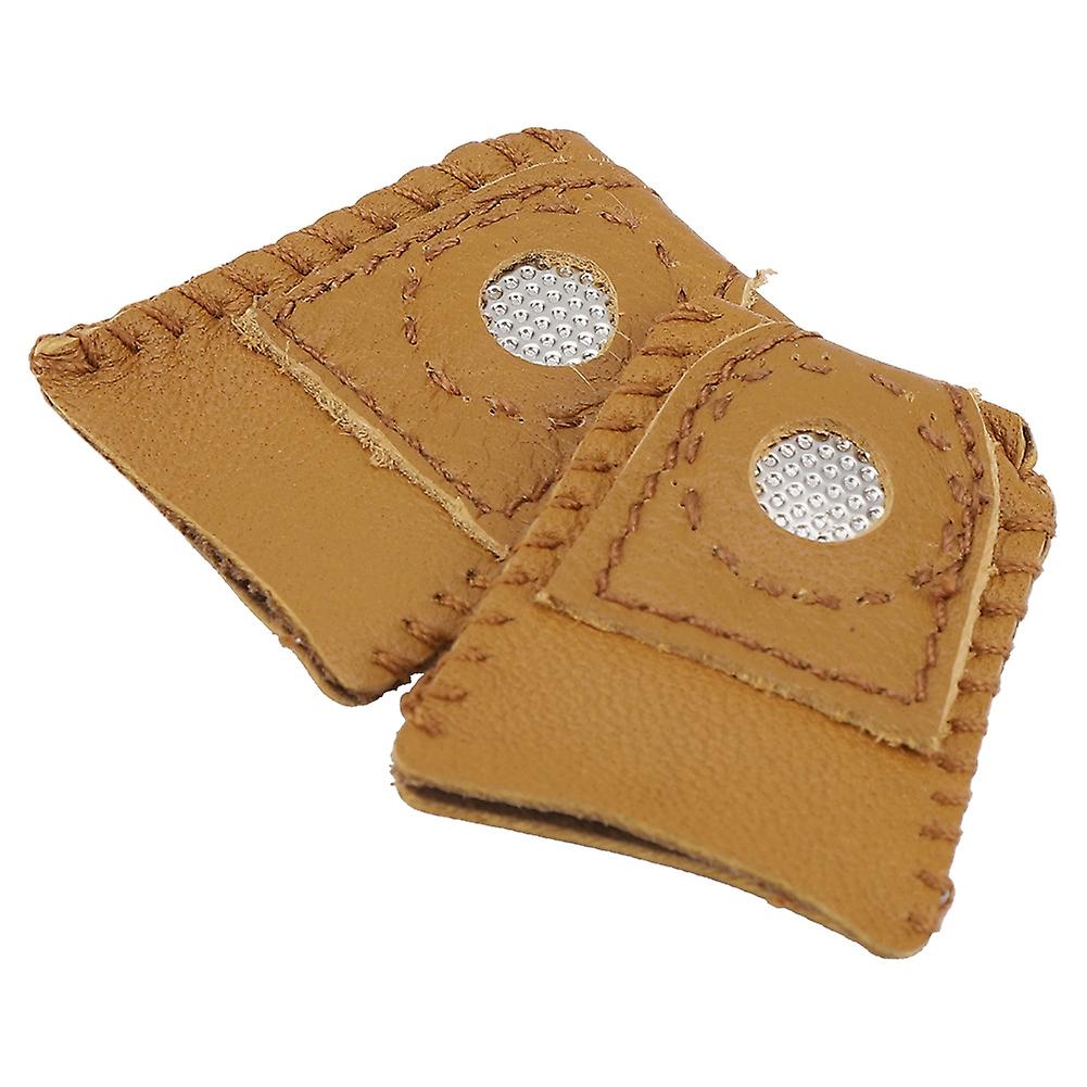 2pcs Small Size Leather Thimble Finger Sets With Metal Tip Hand Needlework Accessory