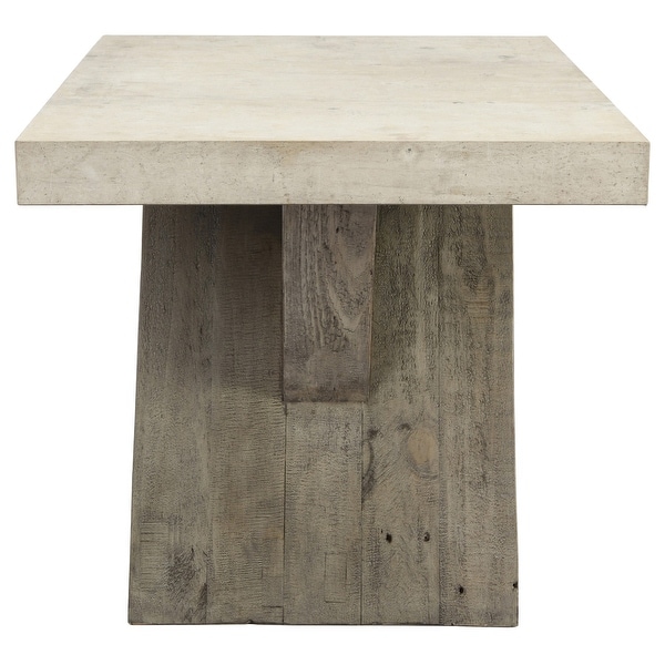 Inn 28 Inch Square End Table， Crossed Legs， Wood Grain Detail， Gray， Beige