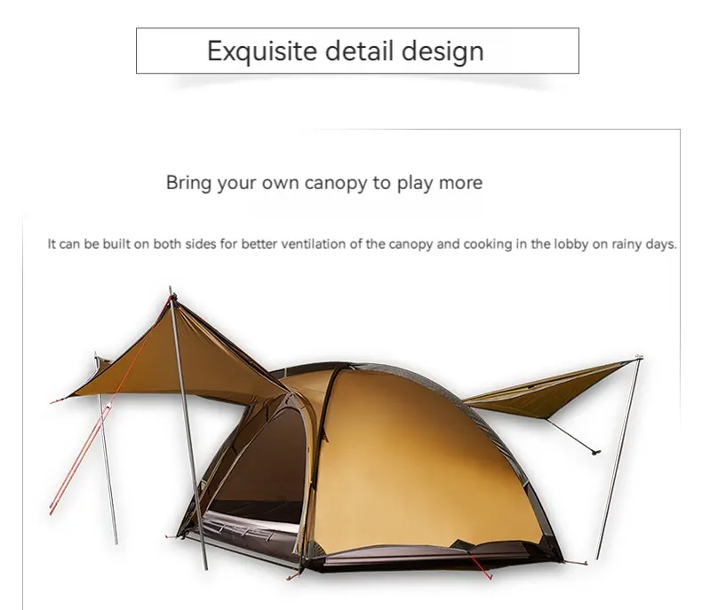 Jingxing Outdoor Climbing  Windproof  Rainproof  Hiking  Camping  Ultralight Camping Tent  Red Peach  Four Seasons
