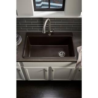 KOHLER Kennon Neoroc Matte Brown Granite Composite 33 in. Single Bowl Drop-In or Undermount Kitchen Sink K-RH8437-1-CM2