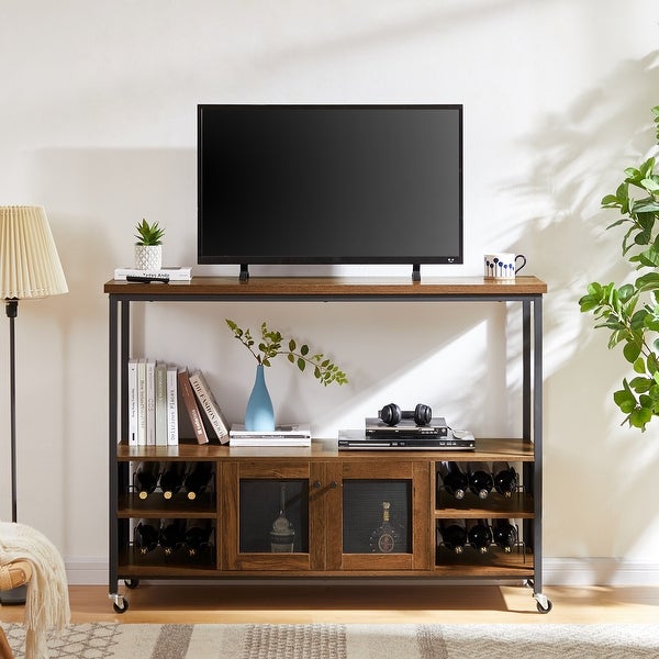 Wine shelf table， modern wine bar cabinet， console table， bar table， TV cabinet， sideboard with storage compartment