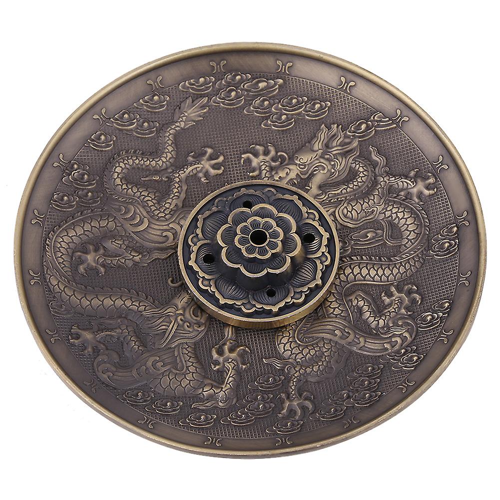 Zinc Alloy Incense Stick Burner Holder Dragon Pattern Censer Plate For Bedroom Temple(bronze)