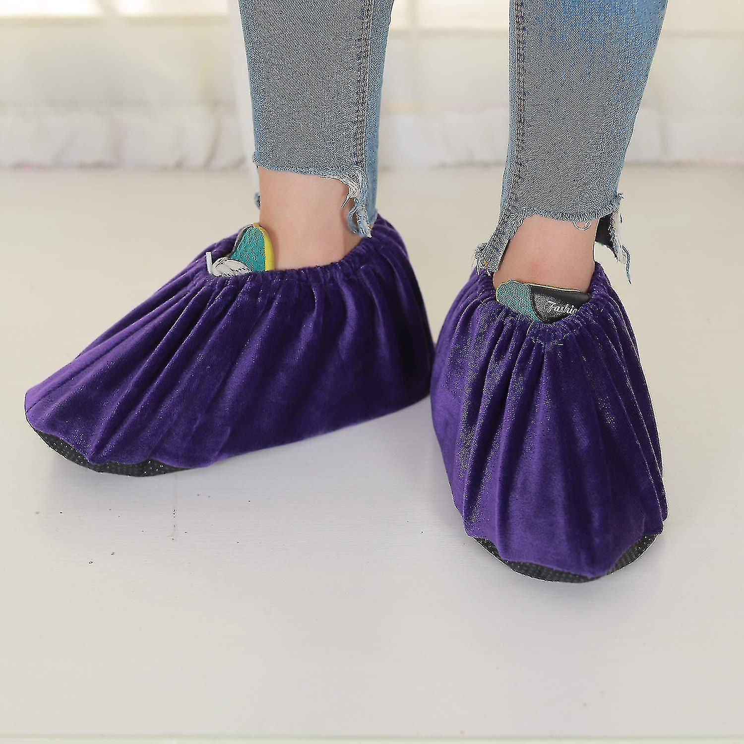 5 Pairs Washable Overshoes Reusable Anti-slip Shoe Cover Non-slip Slipper With Flannel For Home