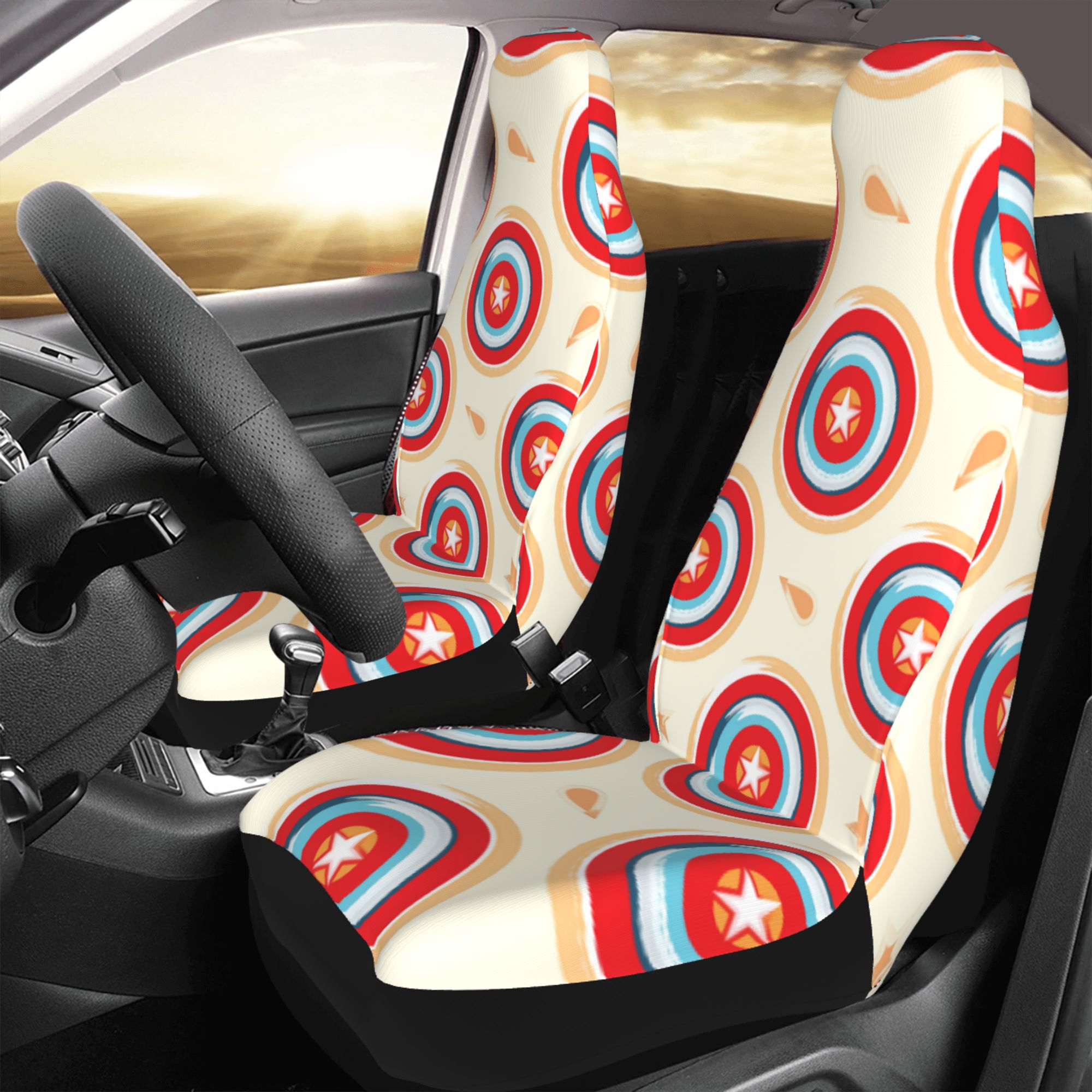 ZICANCN Car Seat Cover Round Star Shield Car Front Seat Covers Protectors ， Automotive Seat Covers for Cars Trucks Suv