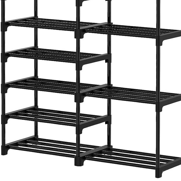 Wowlive 9 tier Large Stackable Metal Shoe Rack Shelf Storage Tower Unit Cabinet Organizer For Closets Fits 30 To 35 Pairs Black