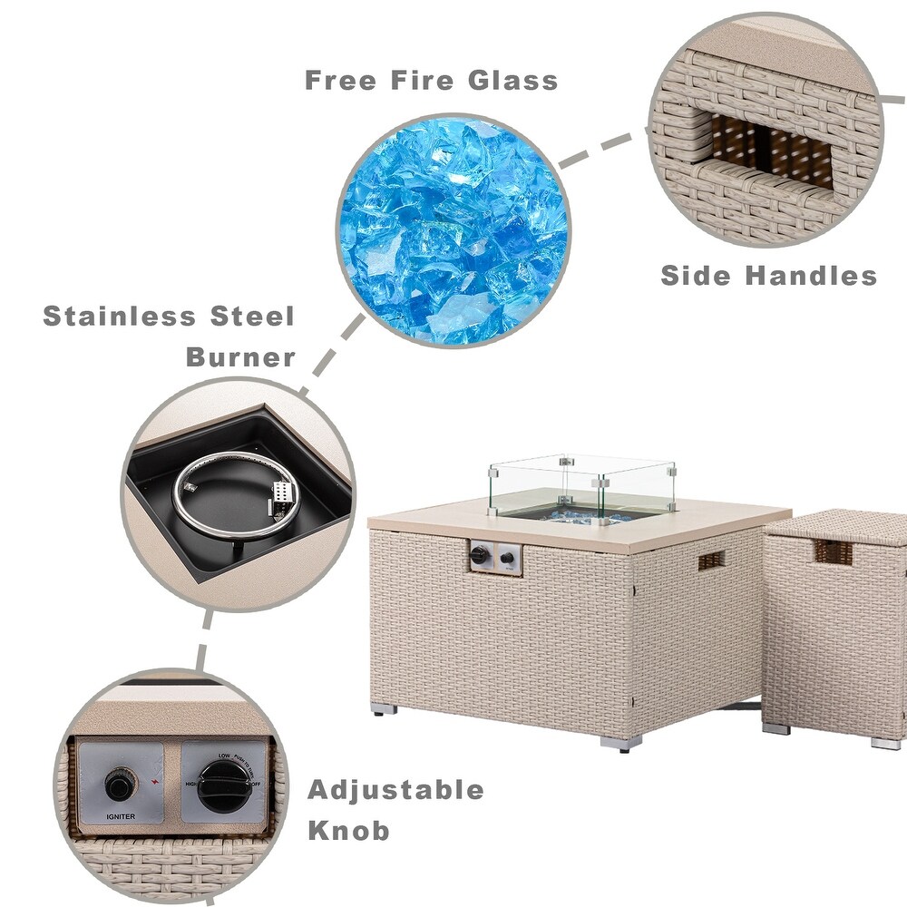 COSIEST Outdoor Propane Fire Pit Espresso Wicker Fire Table