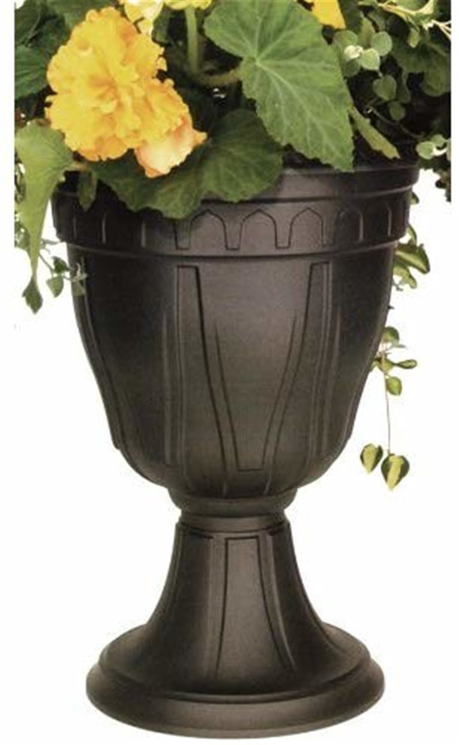 DCN Plastic DCN142036 Tall Azura Urn Planter, Black, 20 inch height