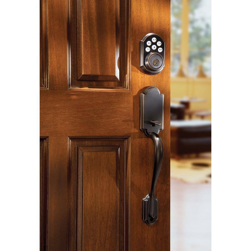 Kwikset SmartCode 909 Venetian Bronze Single Cylinder Keypad Electronic Deadbolt Featuring SmartKey Security 909 11P SMT CP SCR