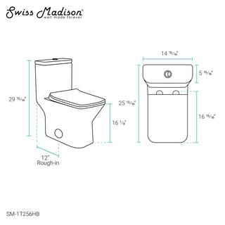 Swiss Madison Carre 1-piece 1.11.6 GPF Dual Flush Square Toilet in Glossy White with Black Hardware Seat Included SM-1T256HB