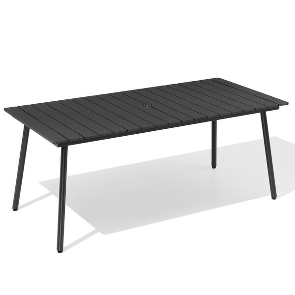 Outdoor Dining Furniture Rectangular Dining Table for 8 or 6 with Umbrella Hole