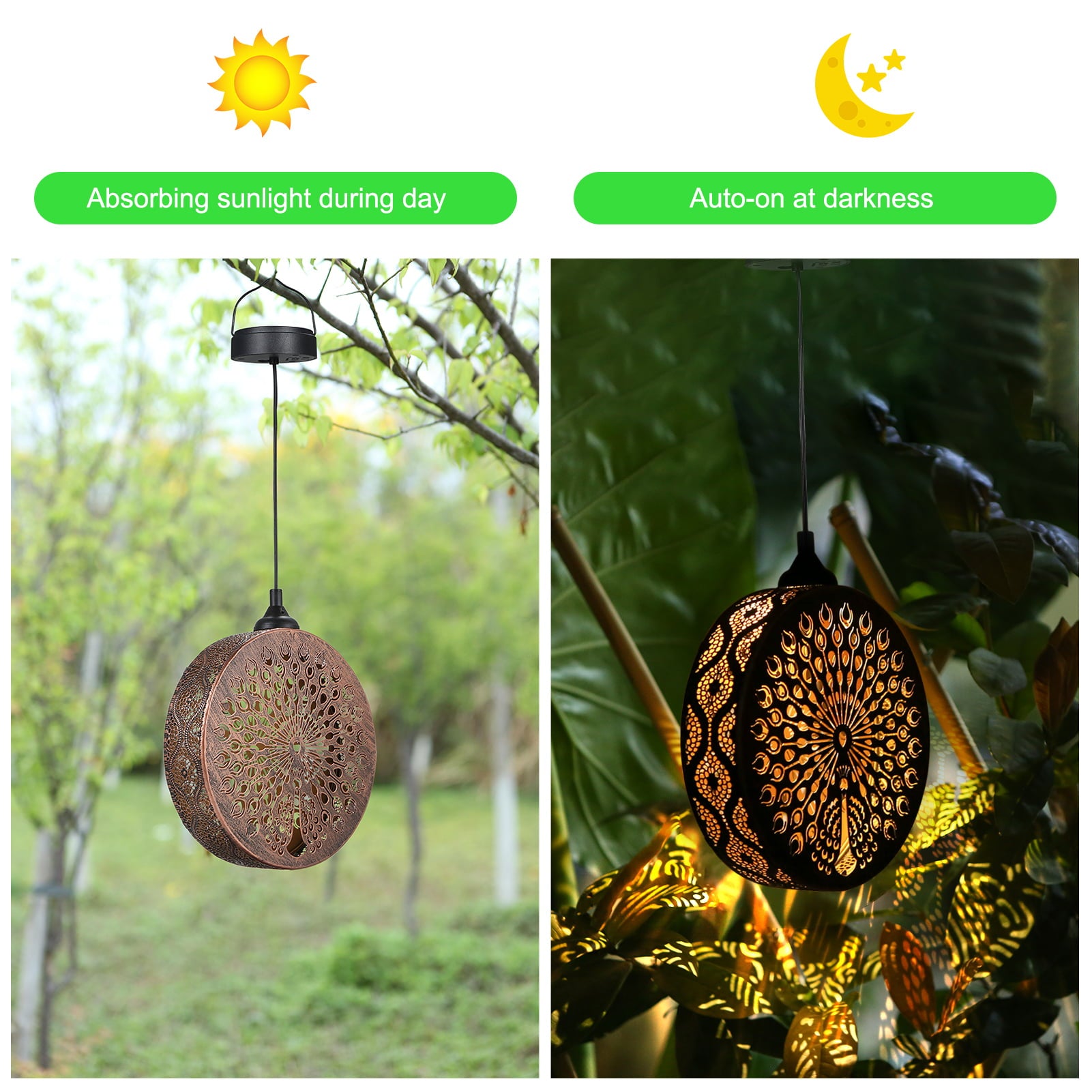 Neoglint Outdoor Solar Peacock Lights Peacock Decor Christmas Peacock Lights IPX4 Waterproof 2 Pack