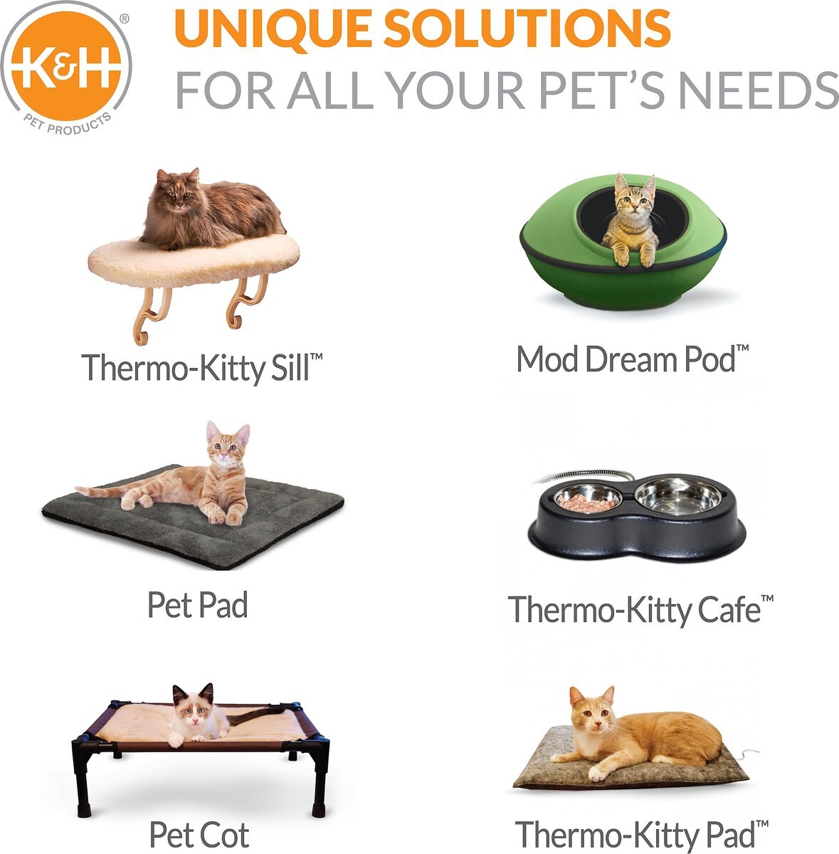 KandH Pet Products Thermo-Kitty Bed Deluxe Indoor Heated Cat Bed， Mocha/Leopard， Large