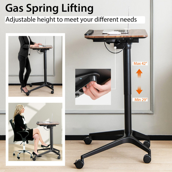 Costway 91845362 Pneumatic Standing Desk with Anti...