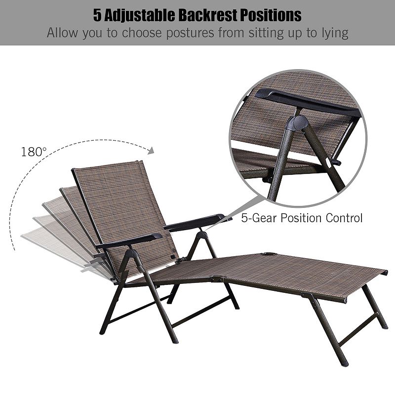 Adjustable Chaise Lounge Chair with 5 Reclining Positions