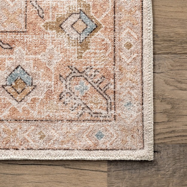 Nuloom Dawson Machine Washable Distressed Medallion Area Rug