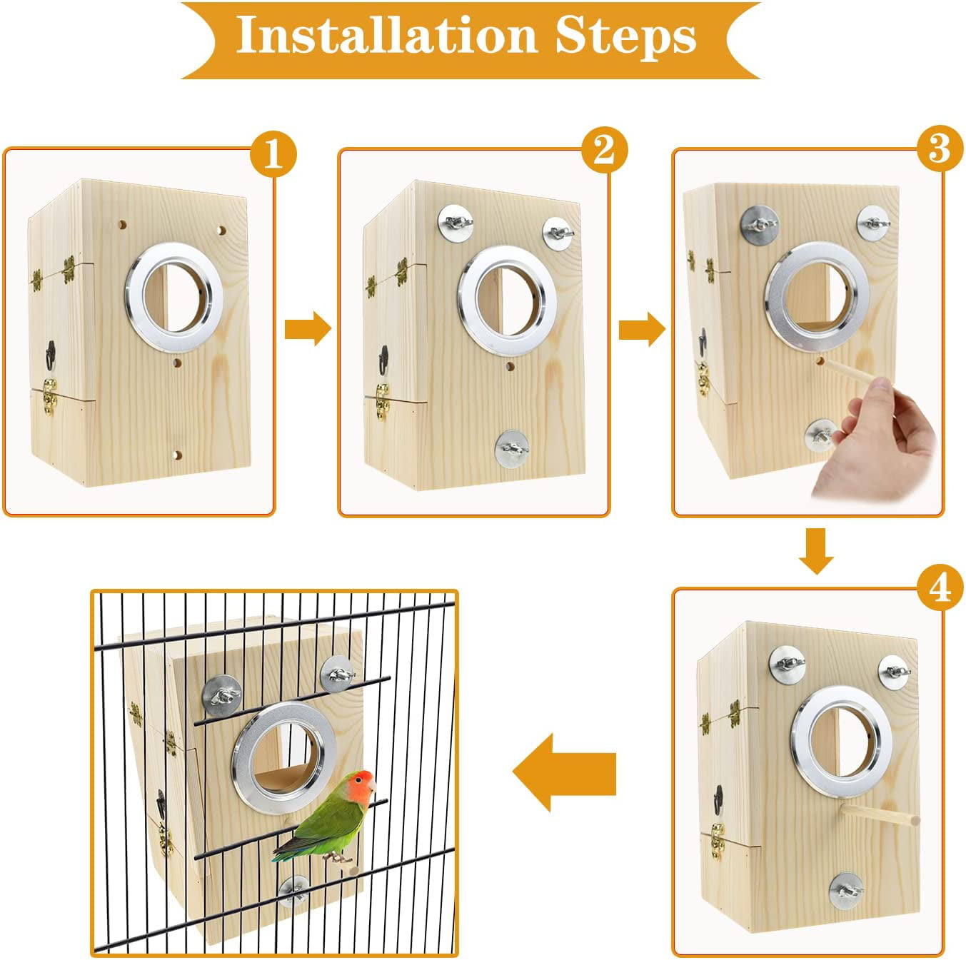 Vehomy Bird Nest Box Parakeet Breeding Nest Box Bird Nest House Wooden Acrylic Transparent Breeding Box for Finch Lovebirds Cockatiel Budgie Conure Parrot