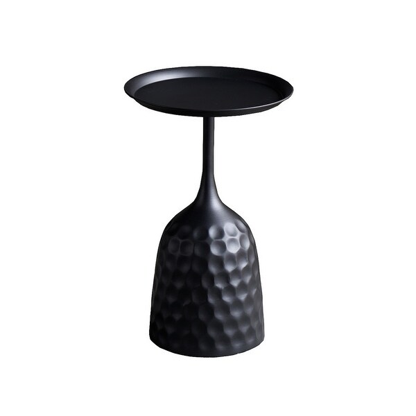 Grondin Modern Round Metal End Table， Sofa Side Table Snack Table Accent Table with Tray Top