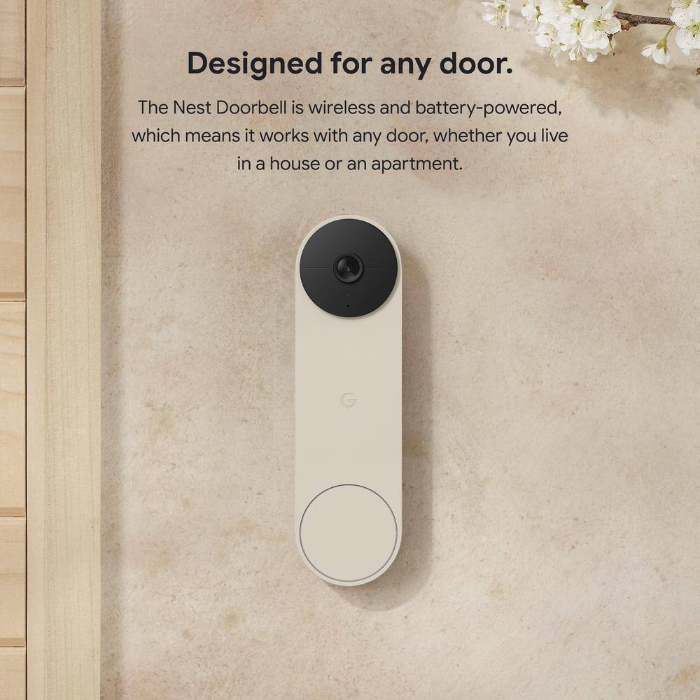 Google Nest Doorbell (Battery) - Smart Wi-Fi Video Doorbell Camera - Linen GA03013-US