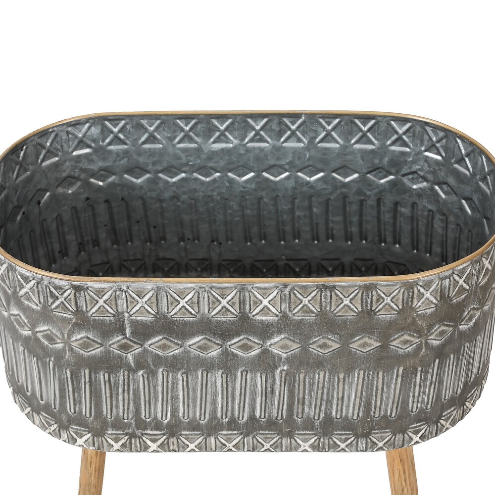 2 Piece Grey Metal Cachepot Planters