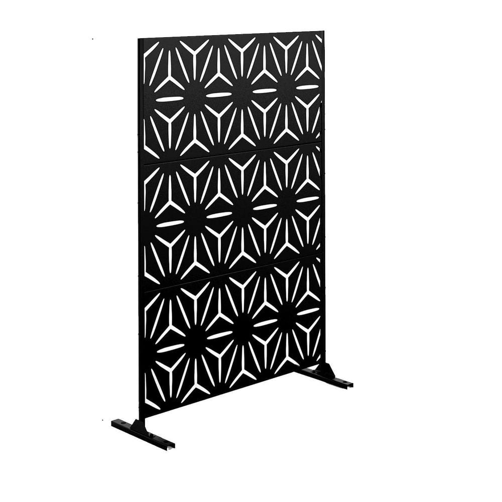 Tidoin 6.33 ft. H x 3.93 ft. W Black Laser Cut Privacy Mesh Screening Garden Metal Fence Panel Neut-YDD0-M8U