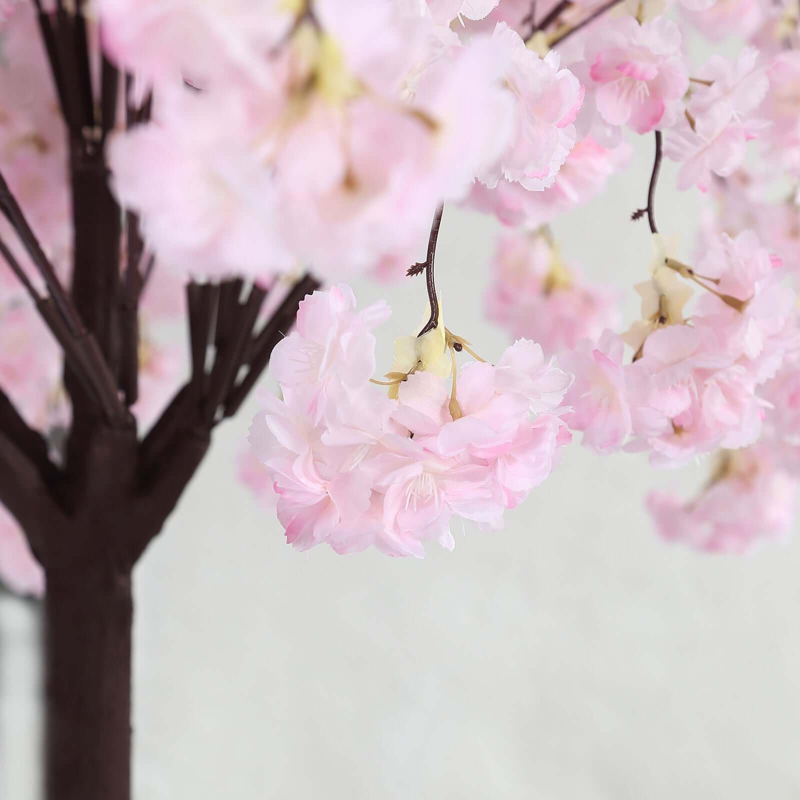 Blush Artificial Cherry Blossom Tree With Detachable Metal Base, Silk Sakura Flowers Wishing Tree Wedding Decor - 5ft