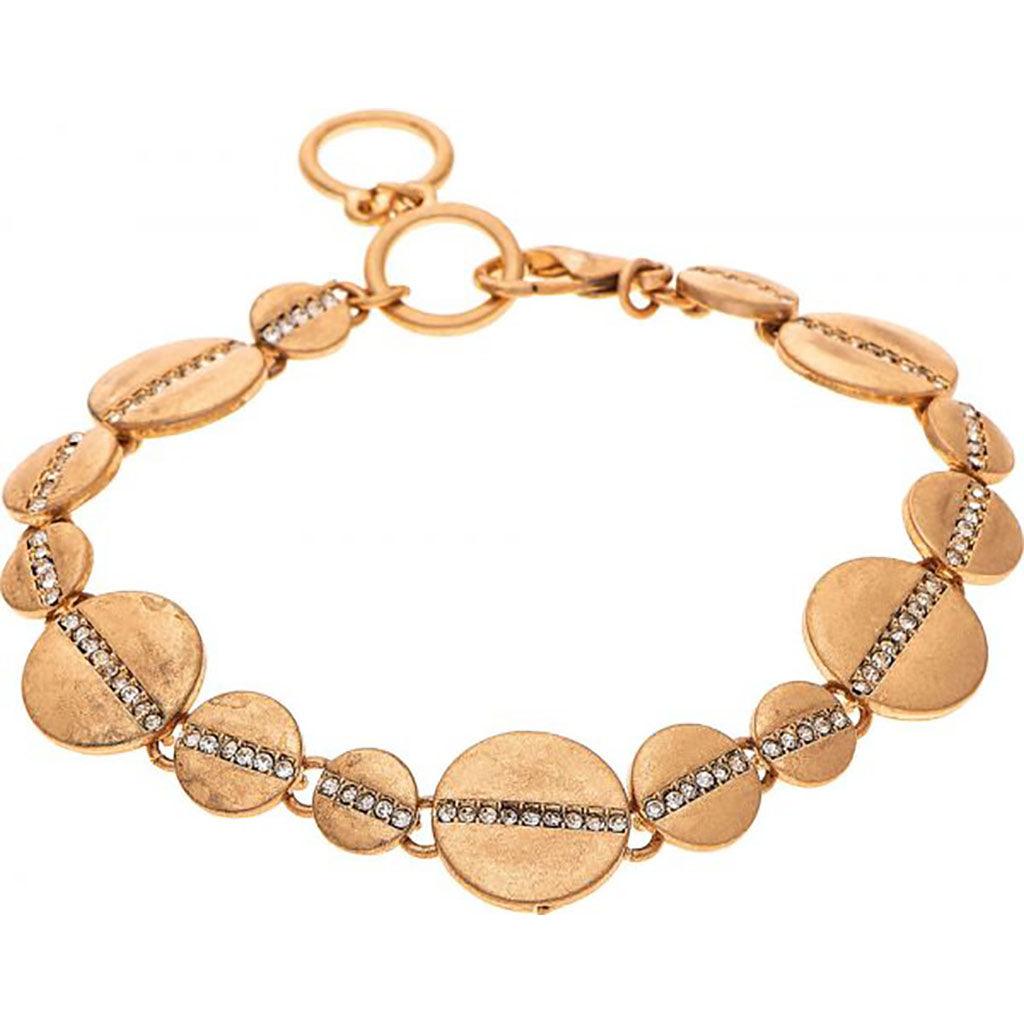 Rain  Gold Crystal Line Circles Bracelet