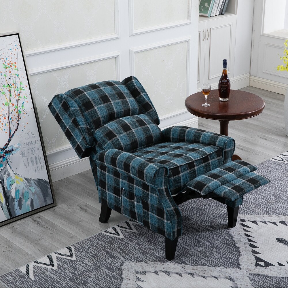 Blue Check Vintage Recliner Chair Leisure Chair Armchair Sofa