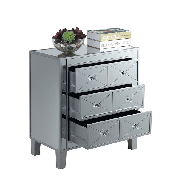 Silver Orchid Bertram 3-drawer Mirrored End Table