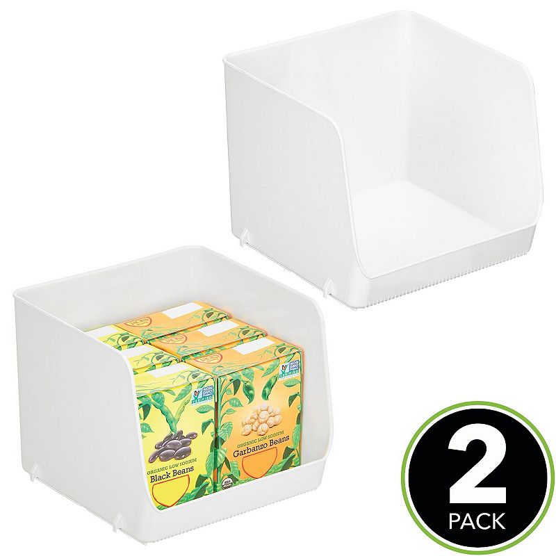 mDesign 7.5 x 7.5 x 6.25 Stackable Plastic Food Storage Bin， Open Front， 2 Pack