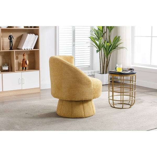 360 Degree Swivel Barrel Accent Chair， Unique Design Chenille Chair， Lazy Single Sofa for Living Room