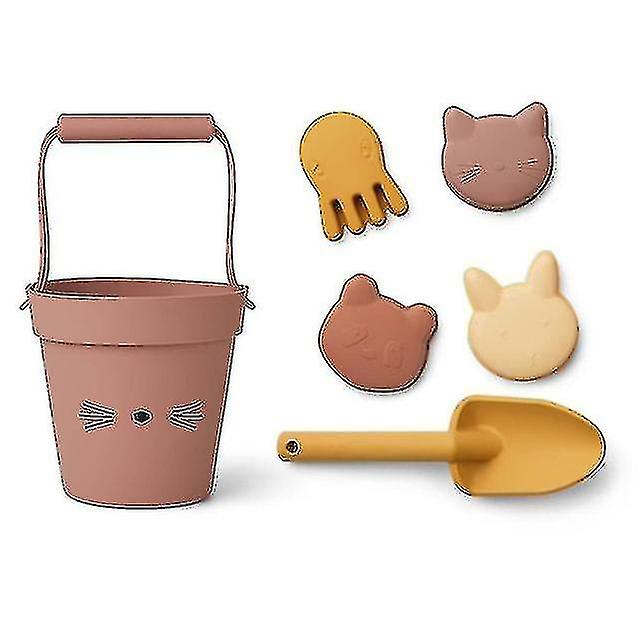 Cat Design Silicone Beach Bucket Set Toy(6pcs)(brown)