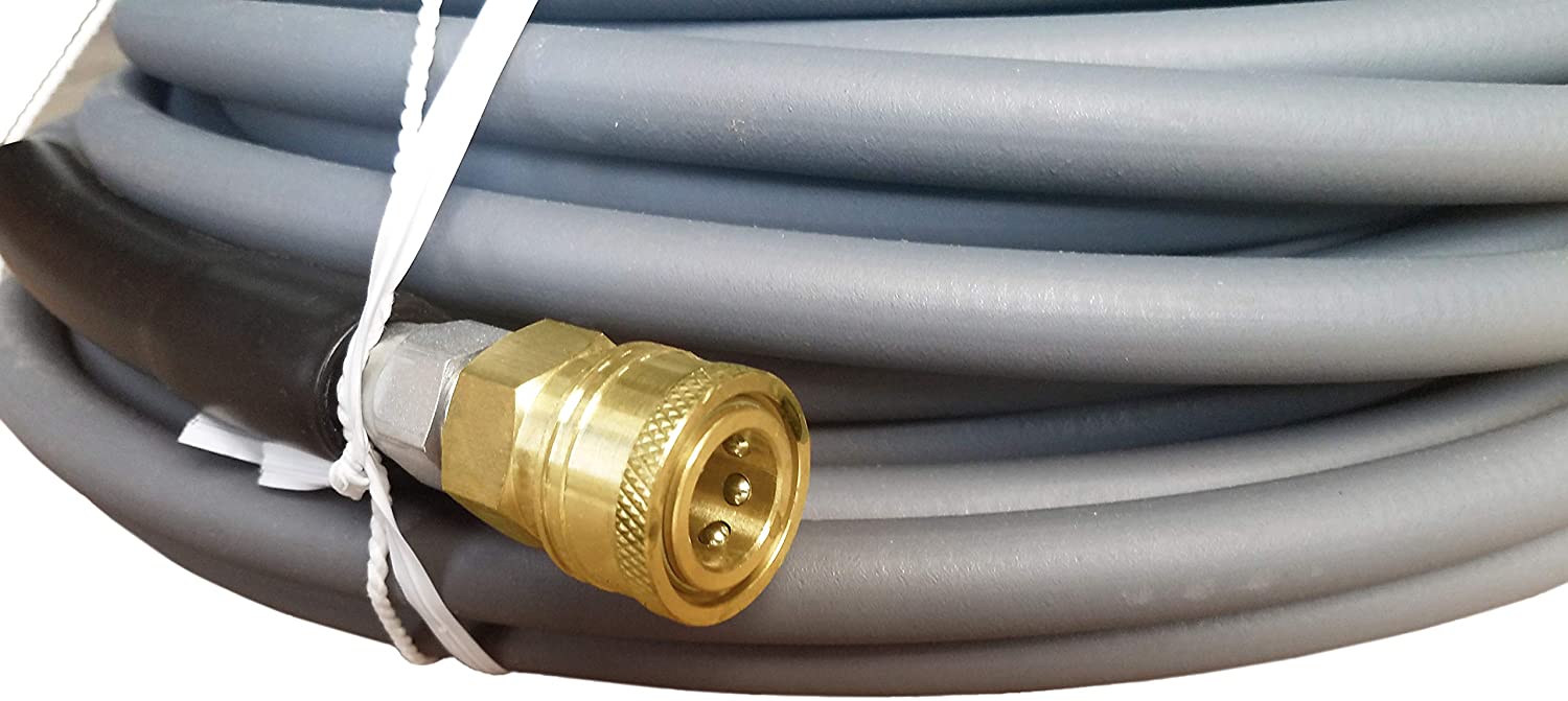 Ultimate Washer 4000 PSI 3/8 inch x 100 FT Grey Non-Marking Abrasion Resistant Pressure Washer Hose w/Quick Connects