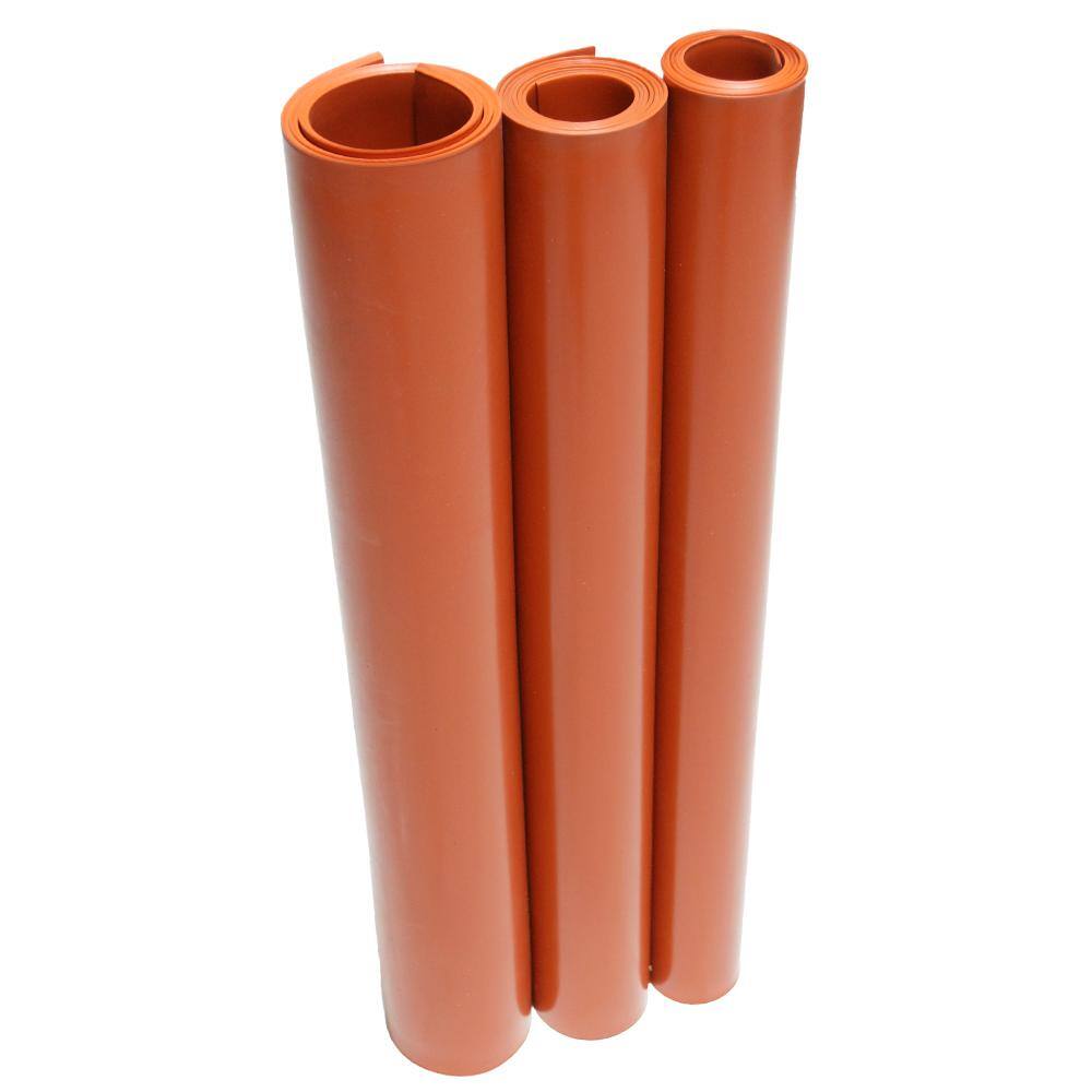 Rubber-Cal Silicone 14 in. x 36 in. x 36 in. RedOrange Commercial Grade 60A Rubber Sheet 20-116-0250-36-036