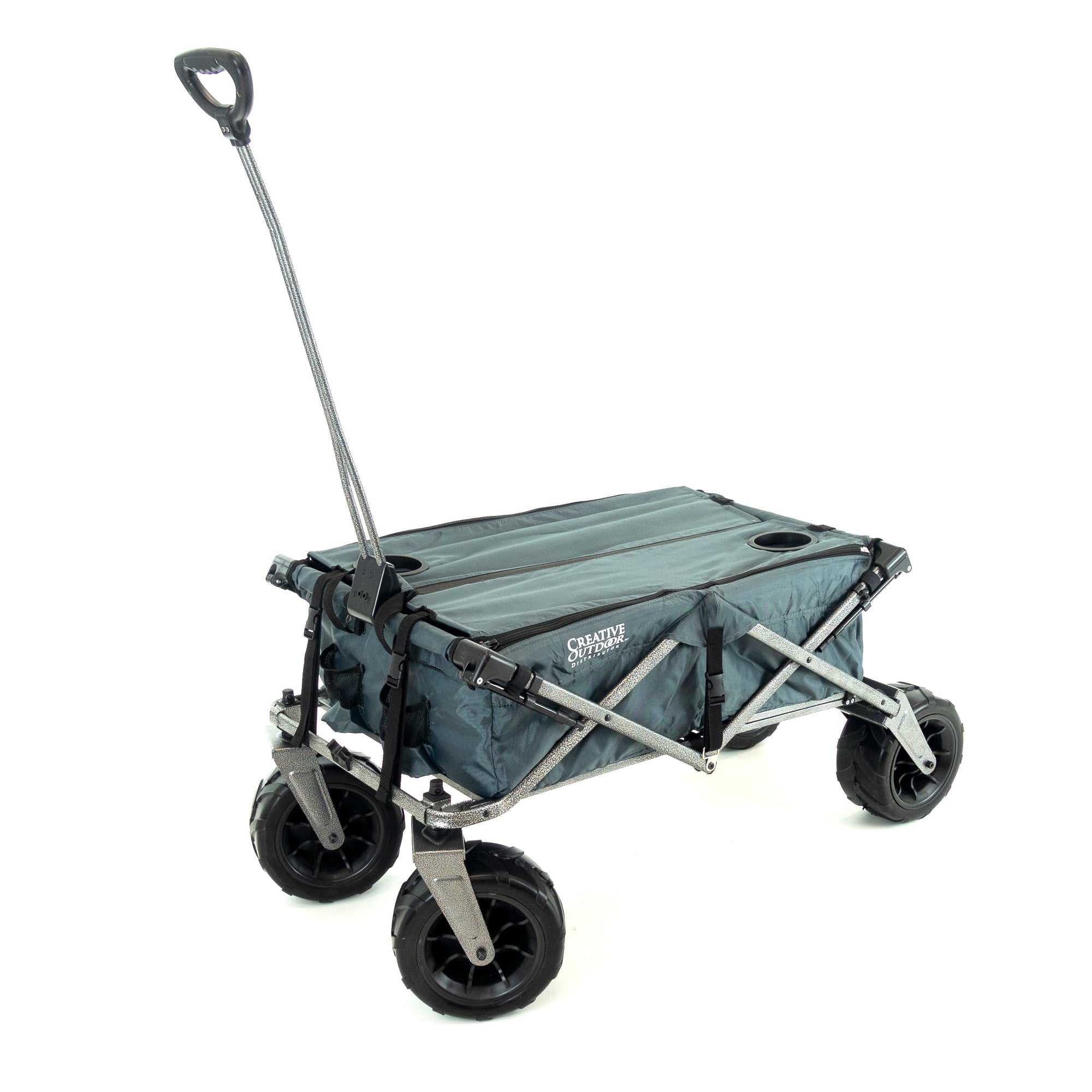 CREATIVE OUTDOOR XXL Beach Hauler Deluxe w/ Cooler Rack, Removable Canopy, Black/Gray